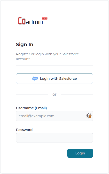 Coadmin Login using Salesforce